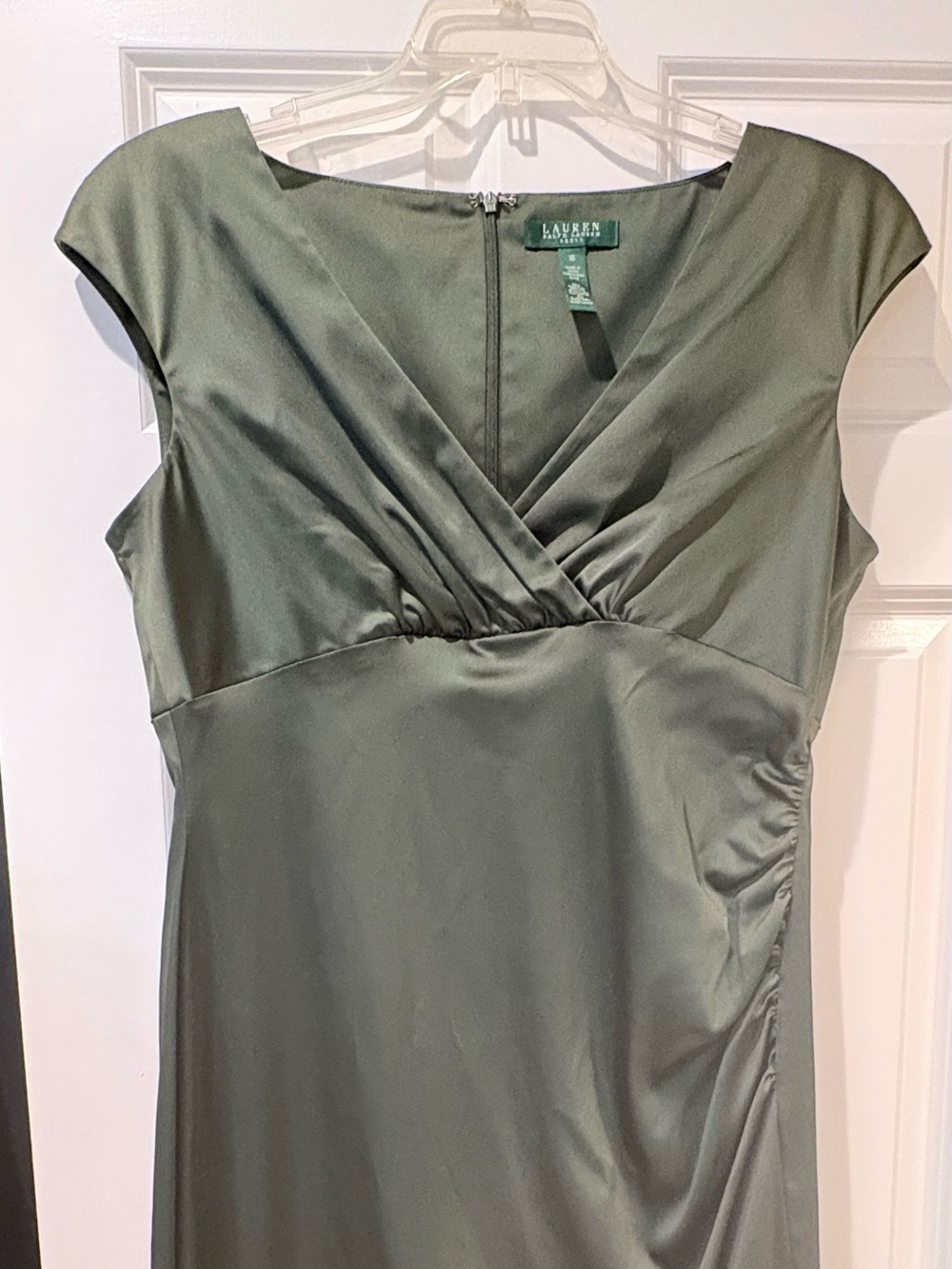 Lauren Ralph Lauren Olive Faux-Wrap Midi Dress